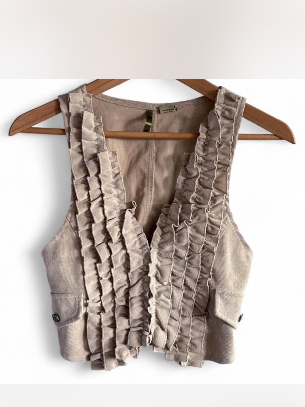 Ruffled Sleeveless Boho V-Neck Tank Vest Indie Size S